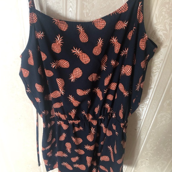 Romper - Pineapple print navy and orange - not sure of brand. Tag say em - Picture 1 of 2